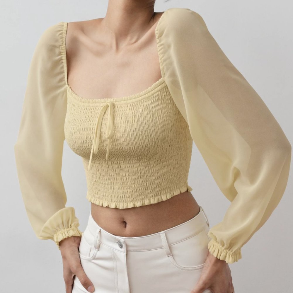 Aritzia Wilfred Saga Blouse Butter Yellow Size Medium/M